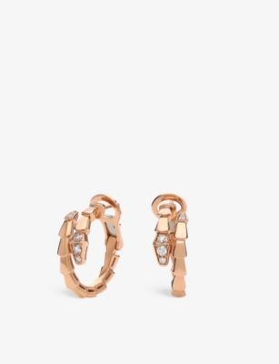 Serpenti Viper 18ct rose-gold and 0.18ct brilliant-cut diamond hoop earrings