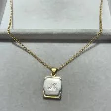 AUTH Celine Triomphe Macadam Necklace