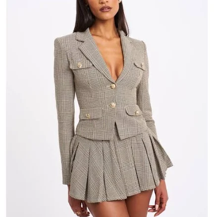 Miss Circle Women's Oakley Plaid Preppy Blazer Jacket
