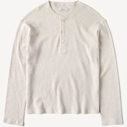Olderbest Men's Waffle Knit Long Sleeve Pullover T-Shirt