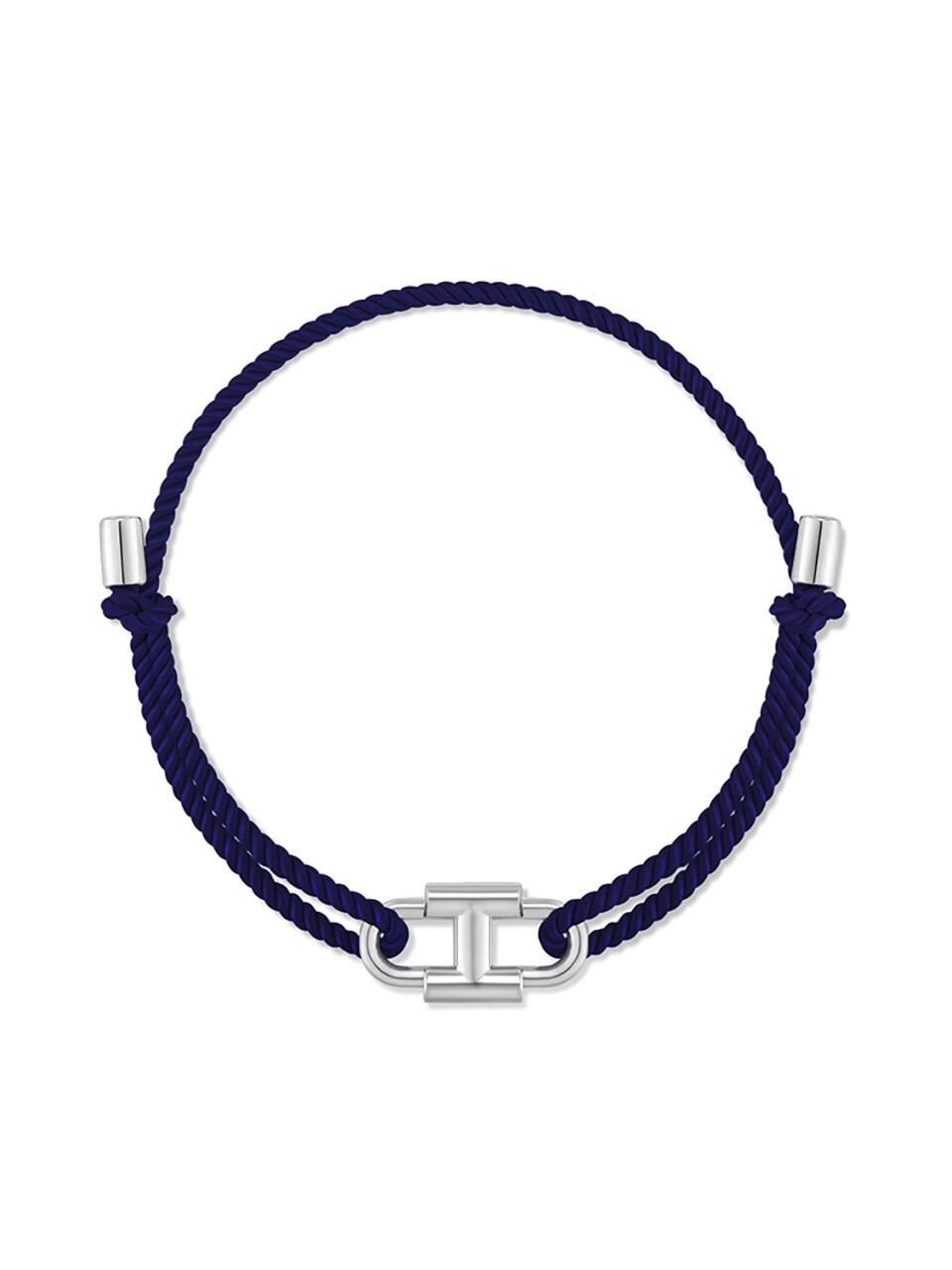 Heriter Silver Emblem String Bracelet Navy