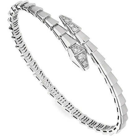 BVLGARI Women's Serpenti Viper 18ct White-gold Diamond Bracelet