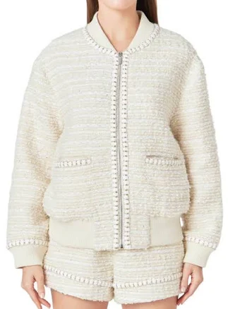 Endless Rose Tweed Bomber Jacket