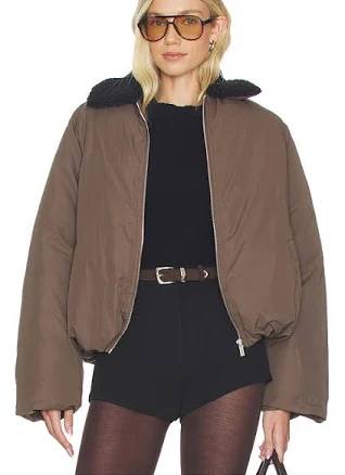 WeWoreWhat Women's Faux Fur Collar Balloon Jacket