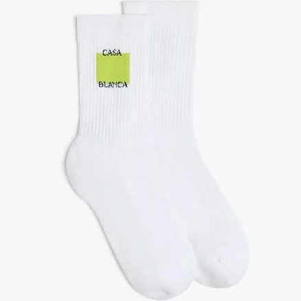Casablanca Men's Acid Lime Logo Square Socks