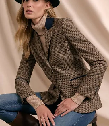 Holland Cooper Abbot Check Tweed Hacking Jacket