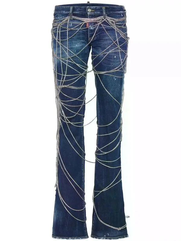 Denim Lace-up Skinny Pants