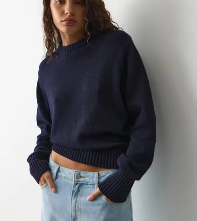 Knit Cotton Crew Neck Jumper