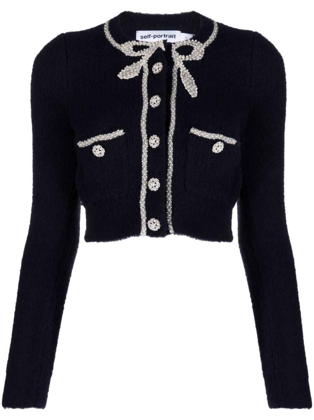 Pearl-embellished Cropped Cardigan