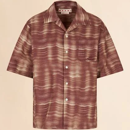 Man Marni Printed Carousel Ramie Shirt