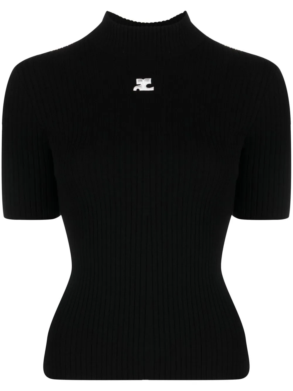 High-neck Rib Knit Top