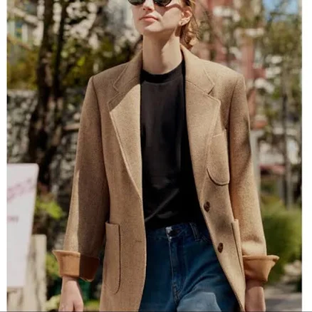 And You Banpo Herringbone Wool Blazer
