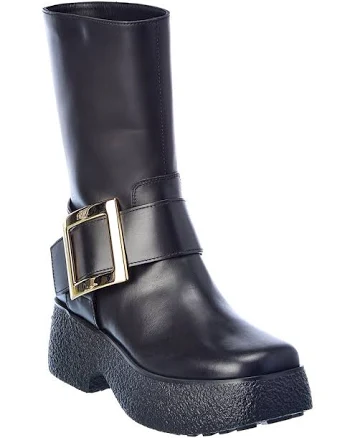 Roger Vivier Viv Rangers Leather Platform Boot