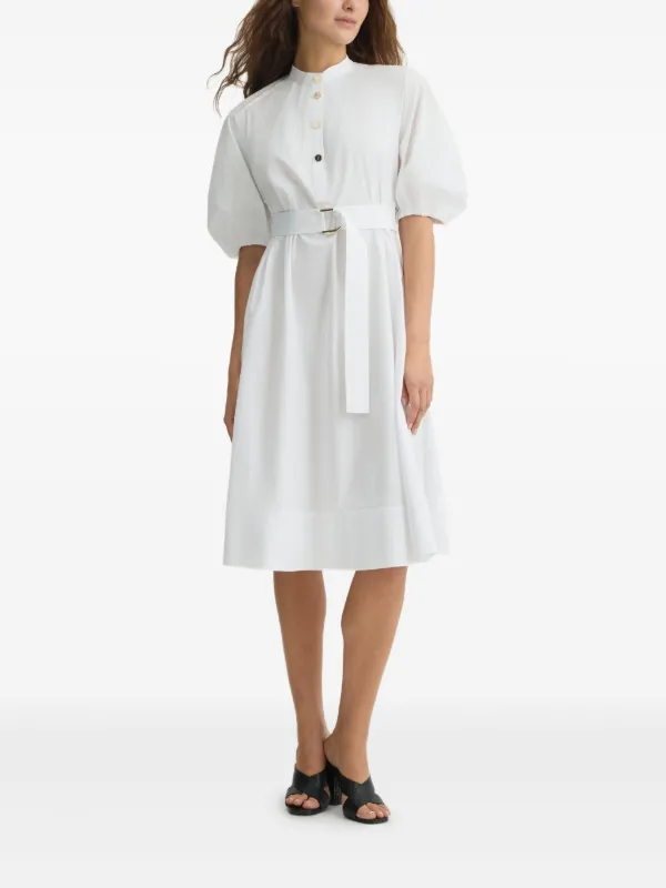 Puff-sleeve Belted Dress