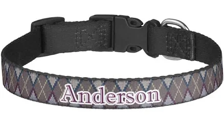 Custom Knit Argyle Dog Collar - Large (Personalized)