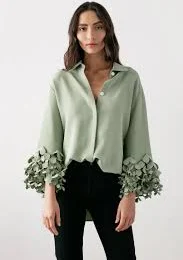 Jane Shirt with Hanging Flower Cuff