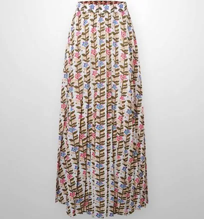 Covered Band Pleated Skirt 37"-Floral