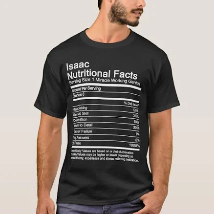 Men's Isaac Name Nutritional Facts T-Shirt