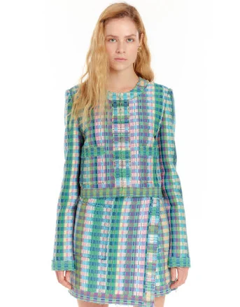EENK Eenk Uem Panneled Check Short Jacket - Green Multi Oute S