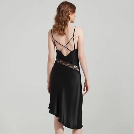 Silk Slip Dress with Lace Detail
