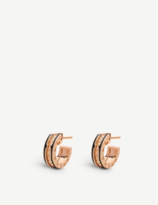 BVLGARI - B.zero1 18ct rose-gold and ceramic hoop earrings