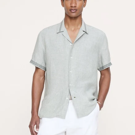 Banana Republic Men's Standard-Fit Embroidered Linen Shirt