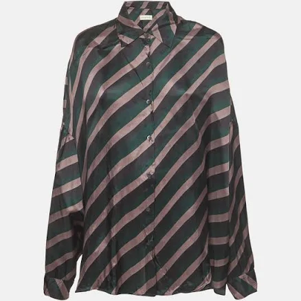 Dries Van Noten Multicolor Printed Satin Oversized Shirt XS