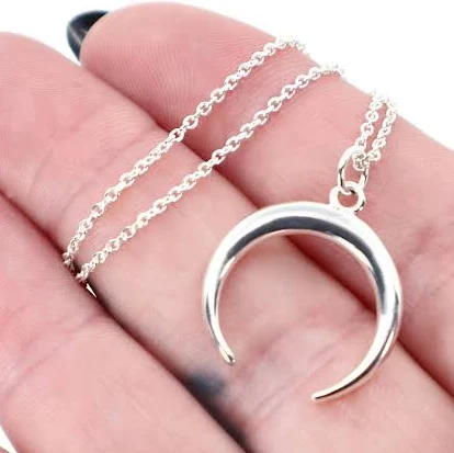 925 Silver Crescent Moon Pendant Necklace
