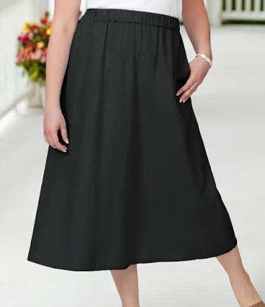 Vermont Country Store Women's Linen-Blend Midi Skirt with Pockets