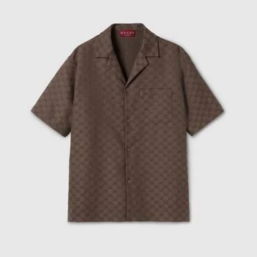 Gucci GG Canvas Linen Blend Bowling Shirt