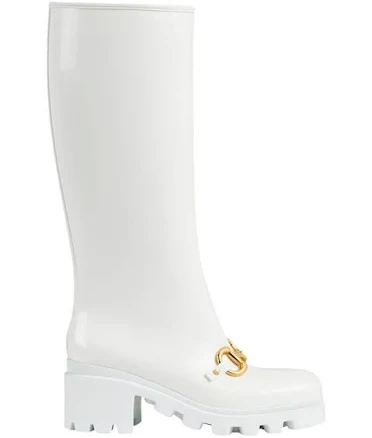 Gucci Horsebit Knee-high Women Boots - White