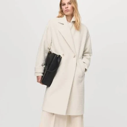 MANGO Women's Lapels Bouclé Coat