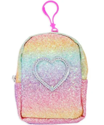Wonder Nation Girls' Mini Rainbow Heart Backpack Keychain