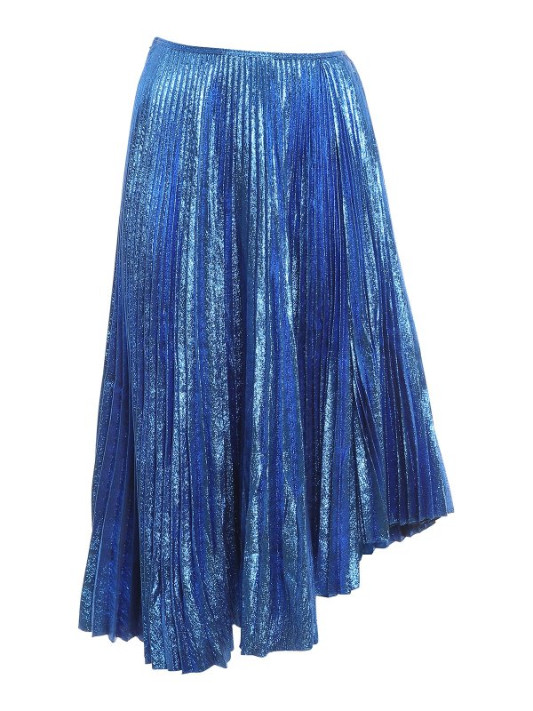 Mid-Rise Pleated Asymmetric Plissé Skirt
