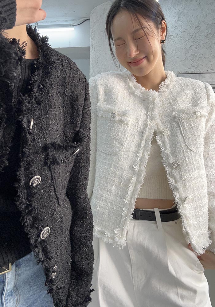 25SS FRAYED 트위드자켓