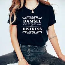 Damsel Bout to Cause Some Distress T-Shirt - Dungeons and Dragons Shirt, Damsel in Distress Shirt, DND Gift for Her, Fantasy Gifts