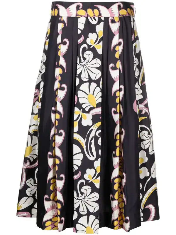 Printed Pleated Skirt