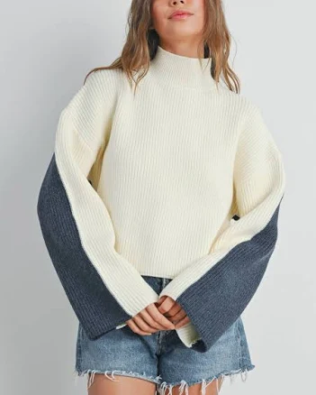 Two-Toned Turtleneck Sweater