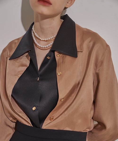 Gold Button Point Silk Blouse