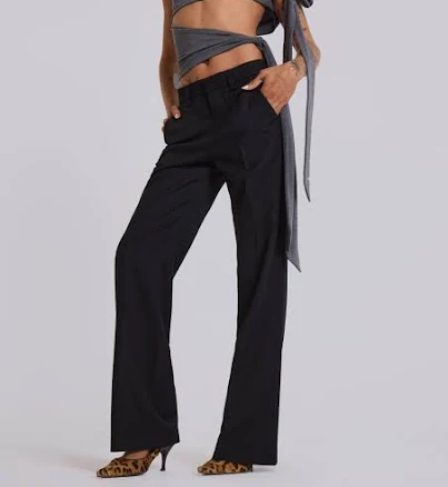 Jaded London Black Stacked Bootcut Suit Pants