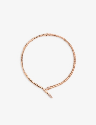 BVLGARI - Serpenti Viper 18ct rose-gold and 0.41ct brilliant-cut diamond necklace