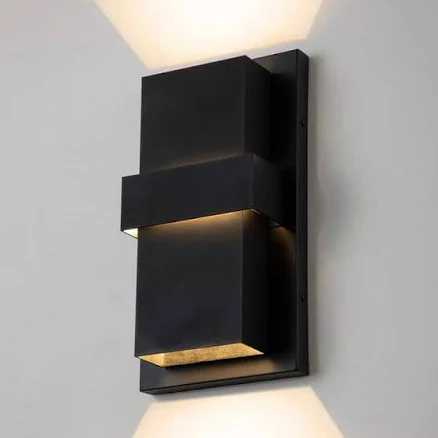 C Cattleya 2-Light Matte Black Aluminum Integrated LED Outdoor Wall Light