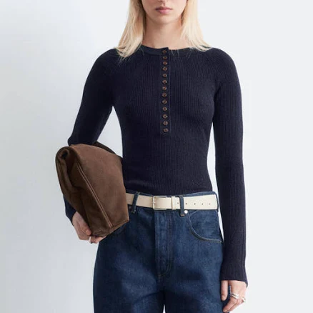 & Other Stories Half-Placket Wool Top