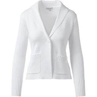 RIB TRIM NOTCH COLLAR CARDIGAN WHITE / M