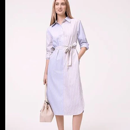 Ann Taylor Women's Weekend Striped Midi Shirtdress