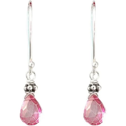 Tiny Silver Pink Topaz Earrings