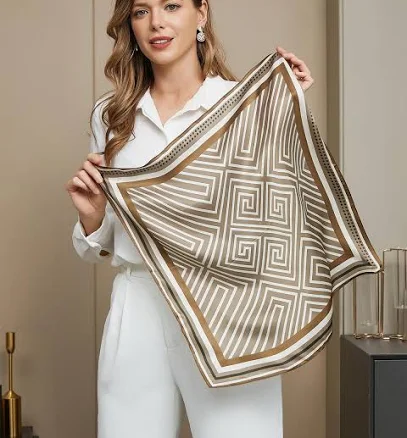 SilkSilky Pure Silk Geometric Pattern Square Scarf