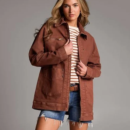 BKE Women's Cotton Denim Stretch Barn Jacket