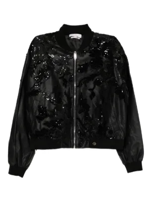 Sequin Embroidered Bomber Jacket