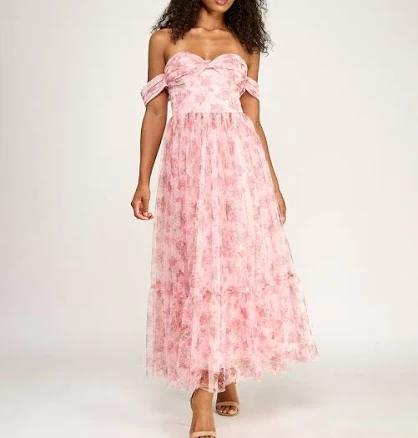 Seni & Cade Women's Floral Ruffle Hem Off-the-shoulder Dress